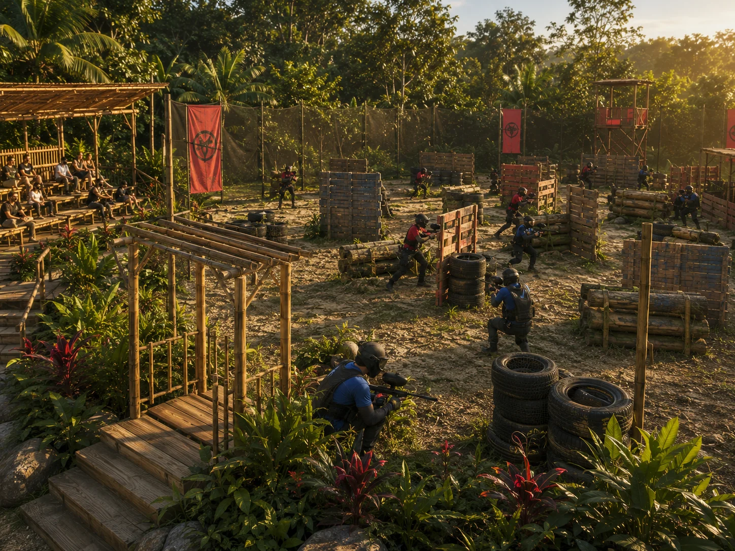 campo de paintball en bosque